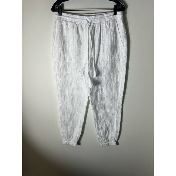 Cabi White Long Sleeve Textured Cotton Button Up Shirt and Pants Set Sz M - Picture 4 of 5